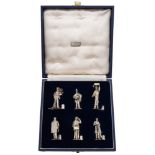 A set of six Elizabeth II novelty name place holders, maker WJH, London,