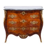 A late 18th Century Swedish kingwood, crossbanded and gilt metal mounted serpentine bombe commode:,