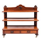 A Victorian mahogany rectangular three tier buffet:,