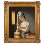 Henry Robert Morland [1716-1797]- Churning butter,:- oil on canvas, 74 x 61cm. * Provenance.