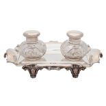 A George V silver double-sided silver ink stand, maker walker & Hall, Sheffield,