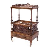 A Victorian walnut and inlaid Canterbury Whatnot:,