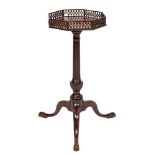 A George III mahogany octagonal kettle stand:,