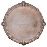 A George V silver presentation salver, maker G.