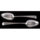 A George III provincial silver Old English pattern tablespoon, maker Joseph Hicks,