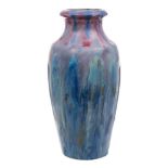 A Pierrefonds stoneware vase: of shouldered form and mildly flaring neck glazed in flown pink and