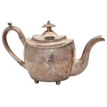 A George III silver teapot, maker Thomas Holland, London, 1806: of barge-shaped outline,
