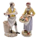 Two Meissen figures from the Cris de Paris series modelled by Reinicke: of a girl vegetable seller