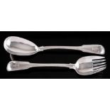 A pair of William IV silver Fiddle and Thread pattern salad servers, maker William Theobalds,
