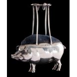 An Edwardian novelty silver hat pin cushion, maker Adie & Lovekin Ltd, Birmingham,