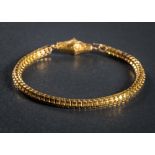 A 19th Century gold bracelet: with foliate engraved hook clasp, approximately 18.5cm overall length.