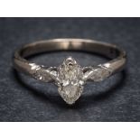 A marquise-cut diamond single-stone ring: the marquise-cut diamond approximately 7mm x 3.