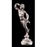 A Continental silver novelty pipe tamper, modeled as Mercury,