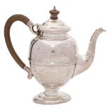 A George V silver batchelor's coffee pot, maker Crichton Brothers, London, 1916: crested,