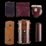A collection of six assorted vesta cases and boxes: including leather bound examples,