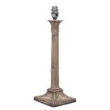 A George III silver column candlestick, maker's mark worn, London,