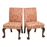 A pair of mid 18th Century and later carved mahogany side chairs in the Chippendale taste:,