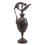 A late 19th Century bronze ewer of neo-classical form:,