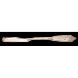 A Victorian silver marrow scoop, maker William Cunningham, Edinburgh, 1840: crested,