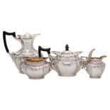 An Edwardian silver four- piece tea and coffee service, maker Martin, Hall & Co, Sheffield,