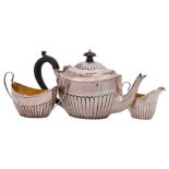 A Victorian silver three-piece batchelor's tea service maker Plante & Co, Birmingham,