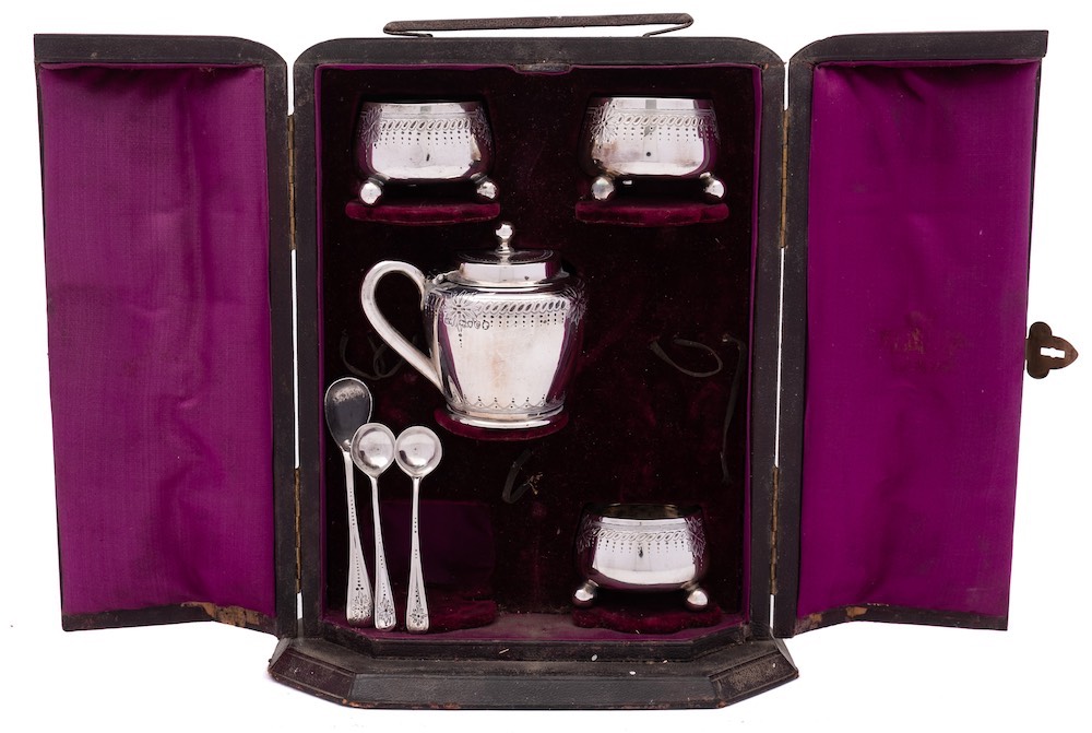 Three Victorian silver salts, maker Henry Wilkinson & Co, Sheffield,
