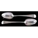 A pair of George III Provincial silver Old English pattern tablespoon, maker Joseph Hicks, Exeter,