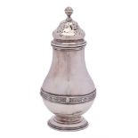 A George V silver sugar caster, maker Manoah Rhodes & Sons Ltd, London,