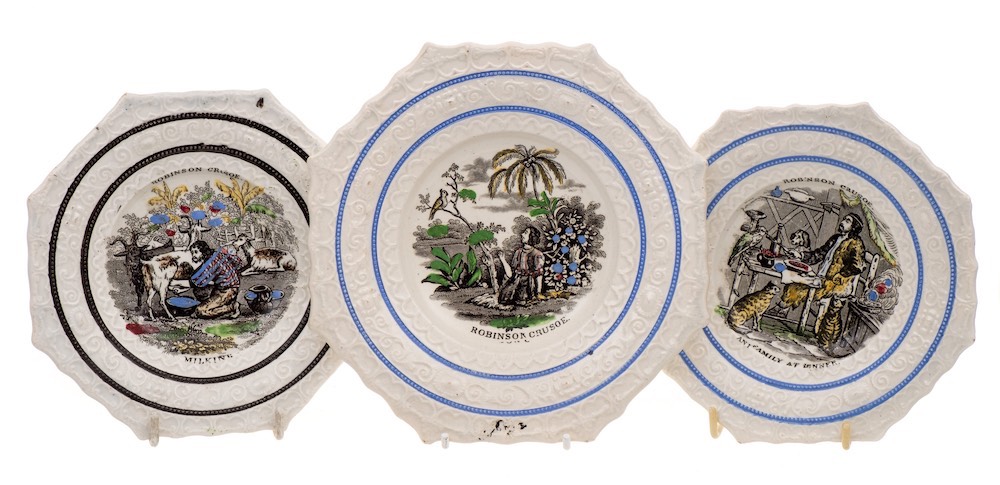 A group of six nursery plates: all with moulded borders, - Image 2 of 2