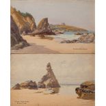 William Edwards Croxford [1852-1926]- The Bishop Rock, Newquay; Near Porth,