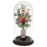 A Victorian ornamental wirework flower arrangement: with dried grasses,