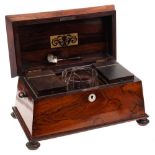 A Regency rosewood tea caddy: of sarcophagus outline,