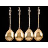A set of four Victorian silver gilt apostle top spoons, maker Charles Stuart Harris, London,