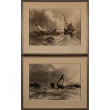 Frank Wasley [1848-1934]- Trawlers in choppy seas, Whitby:- a set of four, signed,