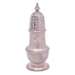 A George V silver sugar caster, maker Atkin Brothers, Sheffield, 1938: of urn shaped outline,