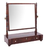 A Regency mahogany and inlaid swing frame platform toilet mirror:, bordered with ebony lines,