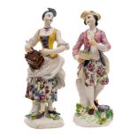 A matched pair of Bow figures of a gallant and lady emblematic of Liberty and Matrimony: the lady