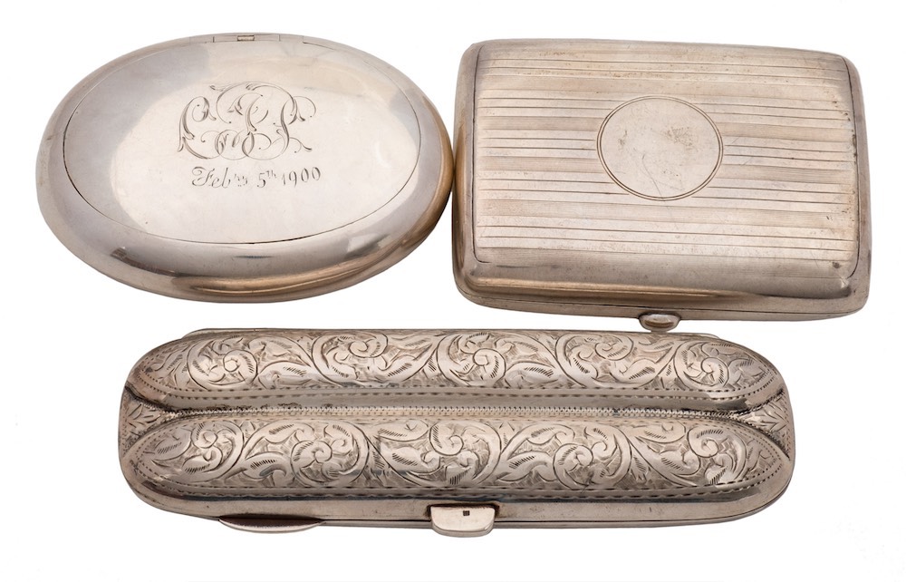 An Edwardian silver two-division cigar holder, maker Charles Lyster & Son, Birmingham,