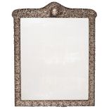 A large Victorian embossed silver mounted easel dressing table mirror, maker Henry Matthews,