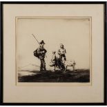 *Sidney Tushingham [1884-1968]- Figure group with goat on an Italianate plain,:- etching,
