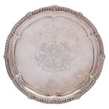 A George III silver salver, maker Paul Storr, London, 1815: crested and inscribed to the reverse,
