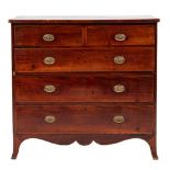 A George IV mahogany and inlaid rectangular chest:, bordered with boxwood lines,