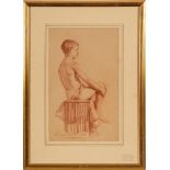 Francis Edward Colthurst [1874-1945]- Seated boy, full-length,:- signed, sanguine drawing,