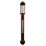 J. Casertelli, Manchester, a mahogany stick barometer: the bone dials set aslant and signed J.