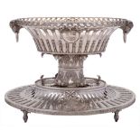 A George III oval table centrepiece, maker John Wakelin & Robert Garrard, London, 1795: crested,