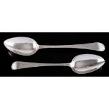 Two George III provincial silver Old English pattern tablespoons, maker Richard Ferris,
