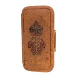 A 19th Century Prussian/German gilt metal and brown leather wallet:,