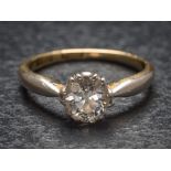 A diamond single-stone ring: the round old, brilliant-cut diamond approximately 5mm diameter x 3.