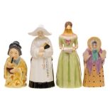 Four Royal Worcester porcelain candle extinguishers: comprising The Abbess, Japanese Girl,