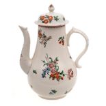 A rare Plymouth coffee pot and cover: of baluster form with scroll handle,